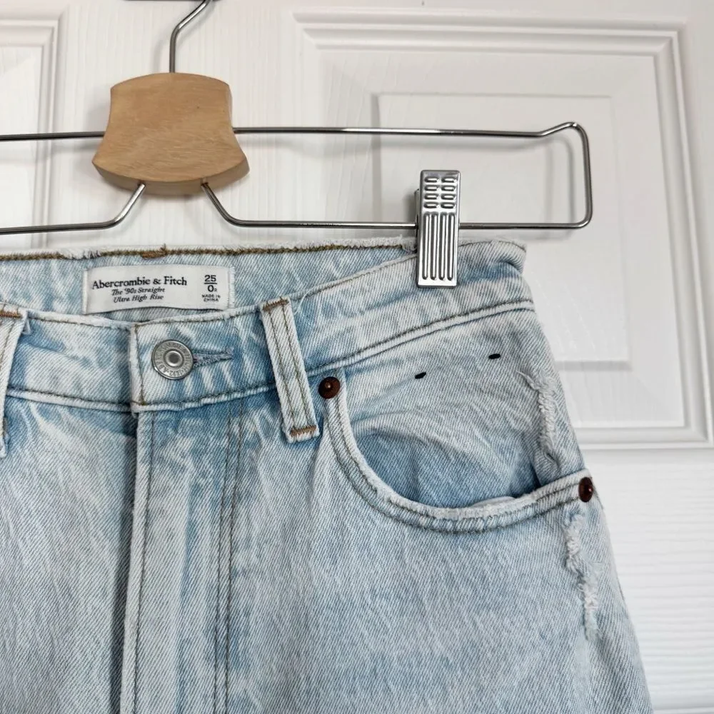 Abercrombie & Fitch Curve Love The 90’s Straight Ultra High Rise Size 25/0 R - Picture 6 of 14